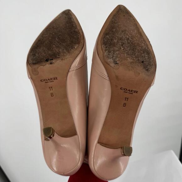 Coach heels womens 11 patent leather zorra pumps preppy designer kitten heel - Picture 7 of 8